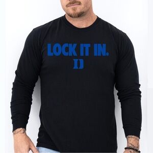New Black Long-Sleeve March Madness Bench Shirt - LOCK IT IN DUKE